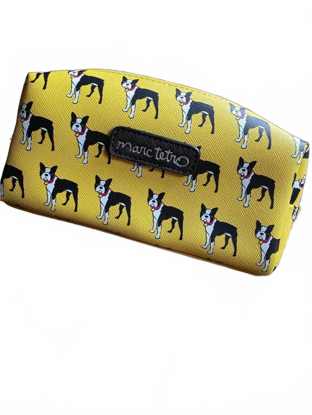 Marc Tetro Yellow Cosmetic Bag with Boston Terrier Print